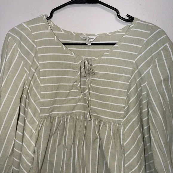 Lucky Brand Womens Striped Peasant Blouse Size Large Long Sleeve - Picture 3 of 7